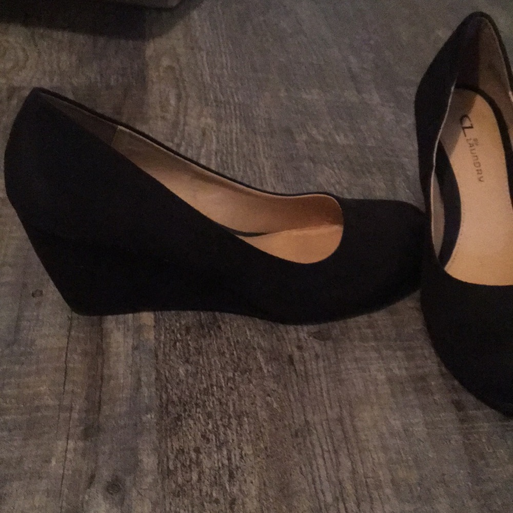 Suede Black Wedge